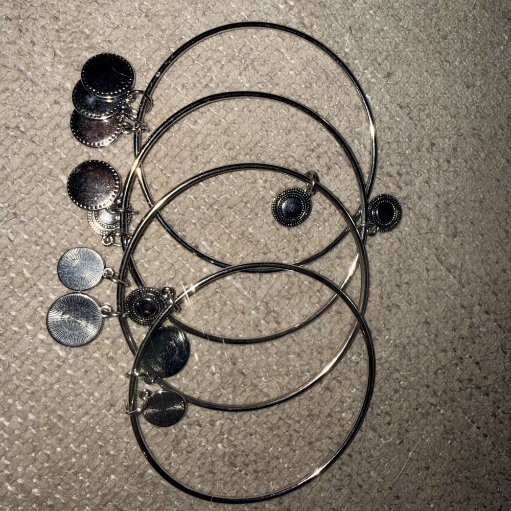 paparazzi Silver Tone Charm Bangle Bracelet Set